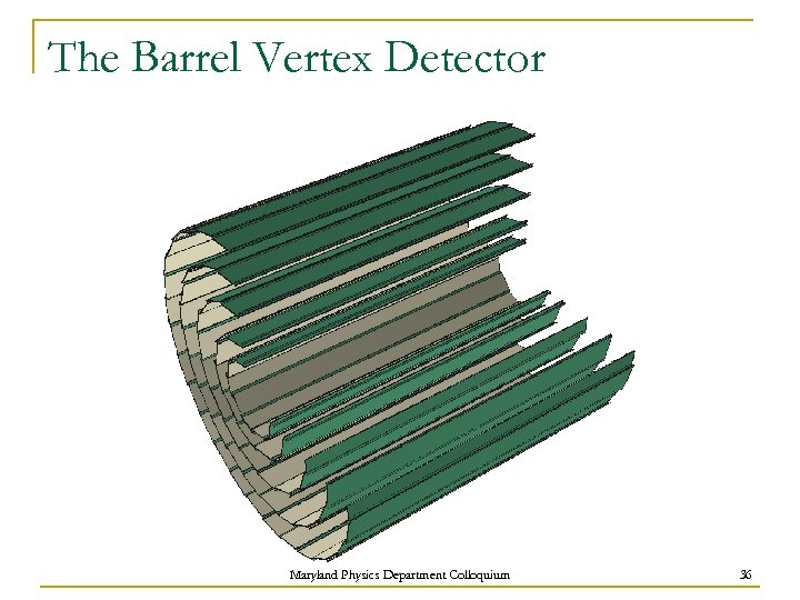 The Barrel Vertex Detector Maryland Physics Department Colloquium 36 