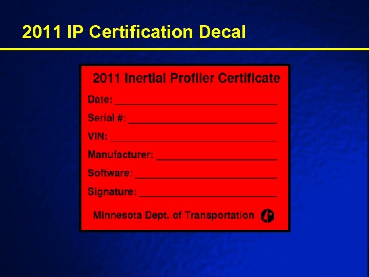 2011 IP Certification Decal 