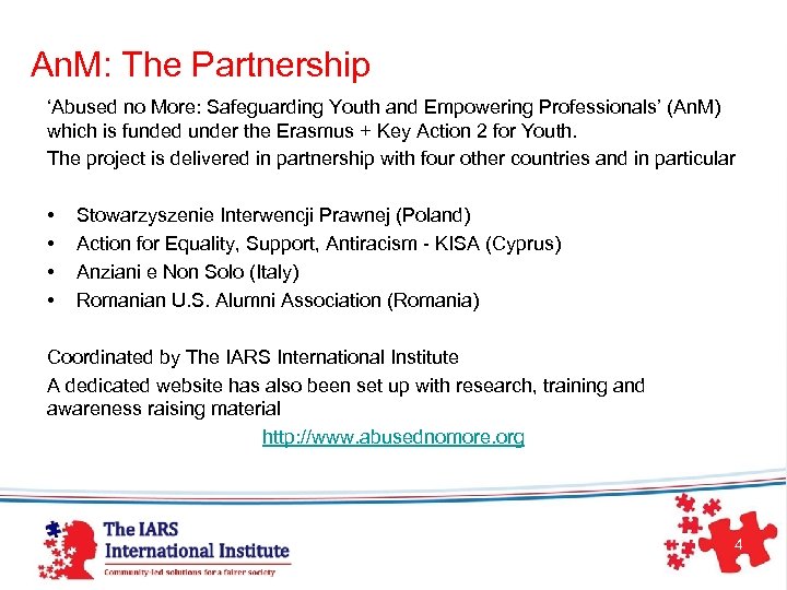 An. M: The Partnership ‘Abused no More: Safeguarding Youth and Empowering Professionals’ (An. M)