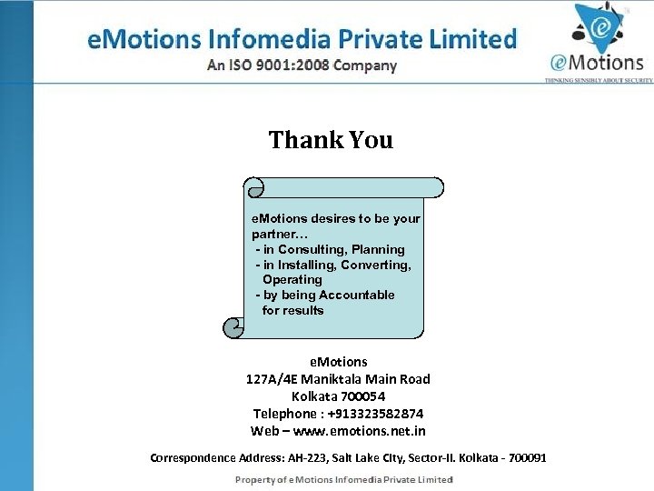 Thank You e. Motions desires to be your partner… - in Consulting, Planning -