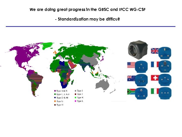 We are doing great progress in the GBSC and IFCC WG-CSF - Standardization may