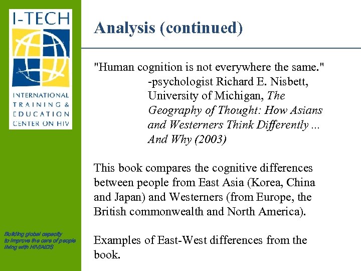 Analysis (continued) 