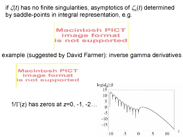 if z(t) has no finite singularities, asymptotics of zn(t) determined by saddle-points in integral