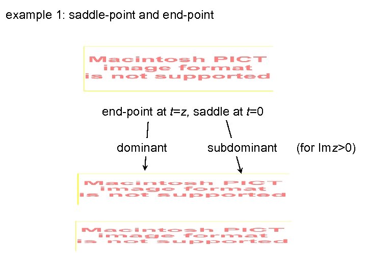 example 1: saddle-point and end-point at t=z, saddle at t=0 dominant subdominant (for Imz>0)