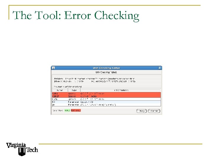 The Tool: Error Checking 