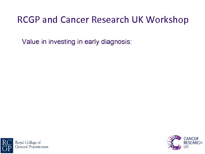 RCGP and Cancer Research UK Workshop Value in investing in early diagnosis: 