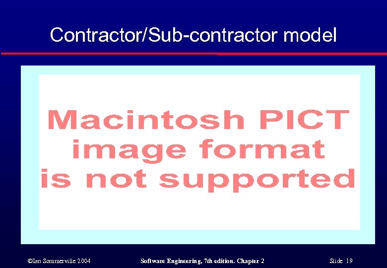 Contractor/Sub-contractor model ©Ian Sommerville 2004 Software Engineering, 7 th edition. Chapter 2 Slide 19