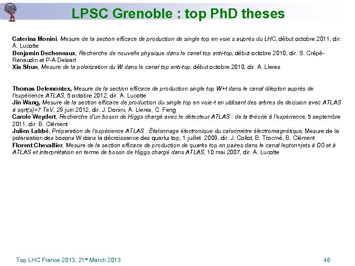 LPSC Grenoble : top Ph. D theses Caterina Monini, Mesure de la section efficace