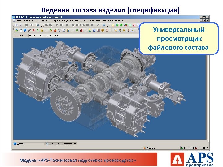 Ведение состава изделия (спецификации) Универсальный просмотрщик файлового состава Модуль «APS-Техническая подготовка производства» 