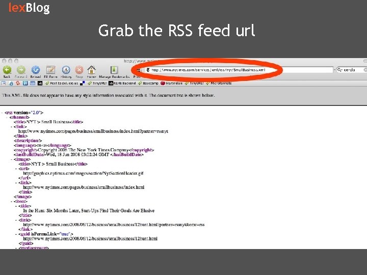 lex. Blog Grab the RSS feed url 