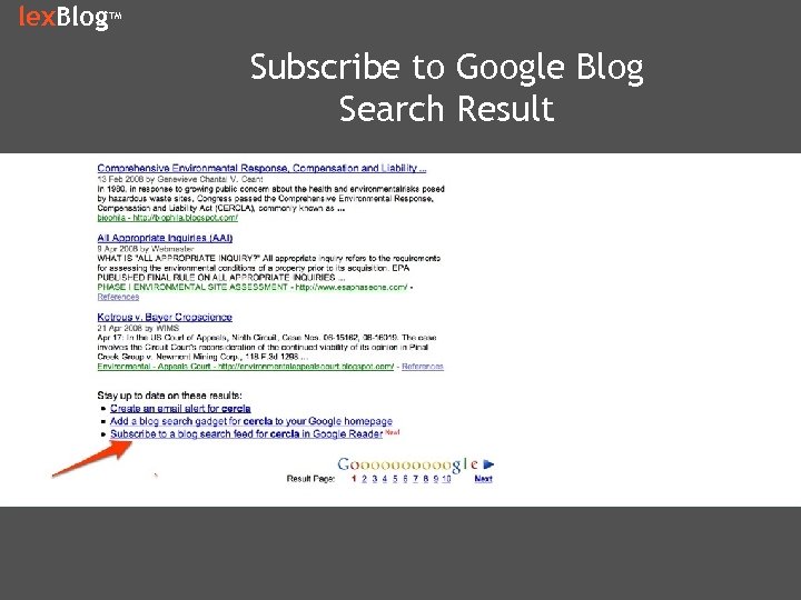 lex. Blog TM Subscribe to Google Blog Search Result 