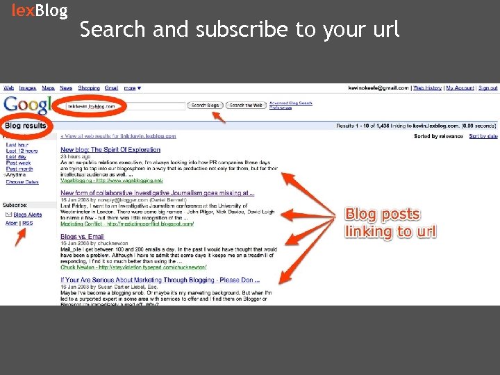 lex. Blog Search and subscribe to your url 