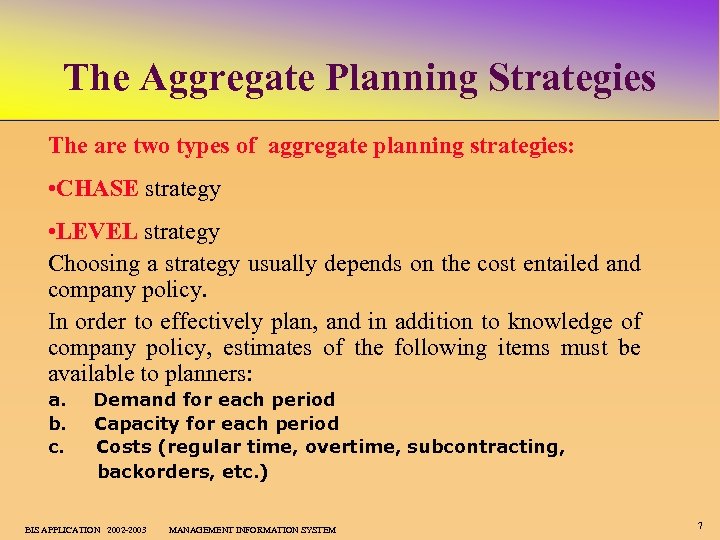 Aggregate Planning And Learning Curves Chapter Outline 1