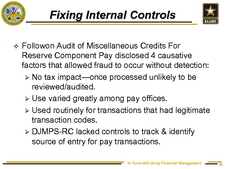Fixing Internal Controls v Followon Audit of Miscellaneous Credits For Reserve Component Pay disclosed