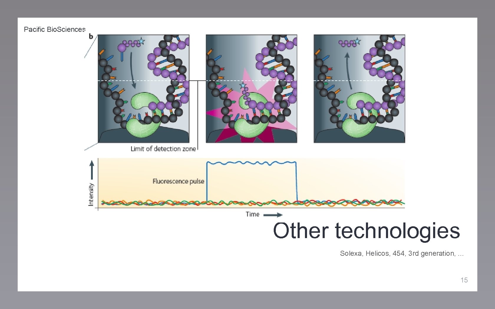 Pacific Bio. Sciences Other technologies Solexa, Helicos, 454, 3 rd generation, . . .