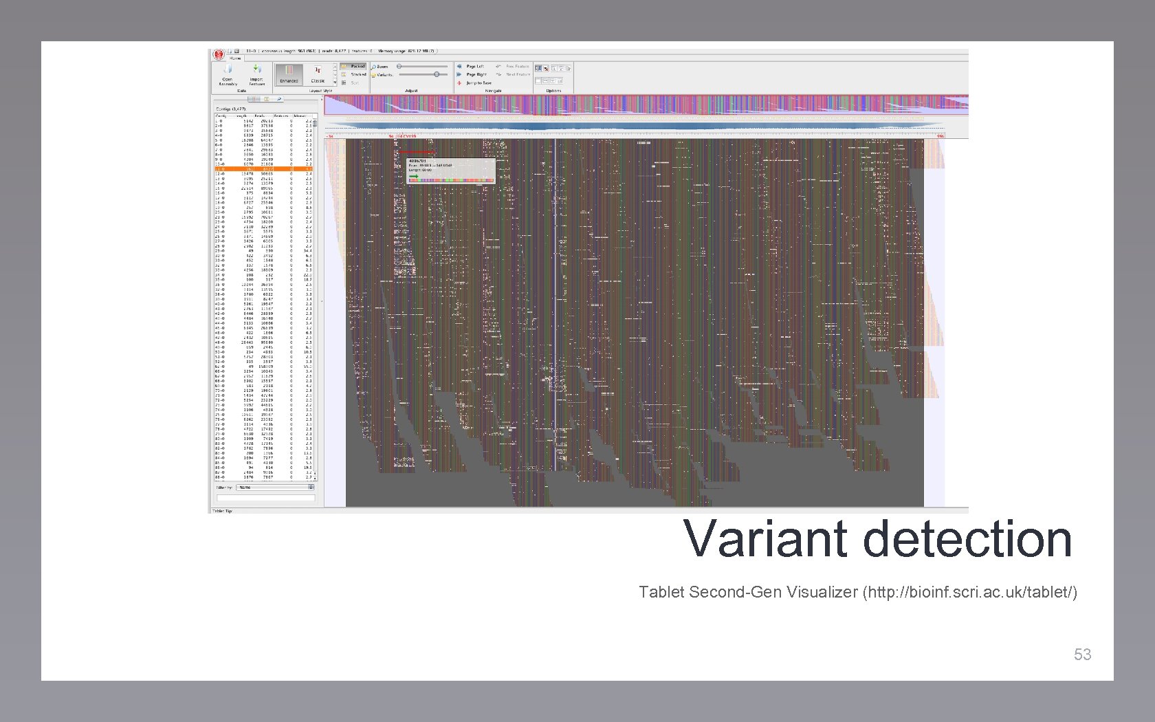 Variant detection Tablet Second-Gen Visualizer (http: //bioinf. scri. ac. uk/tablet/) 53 