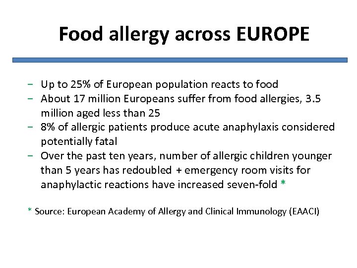 Food allergy across EUROPE − Up to 25% of European population reacts to food