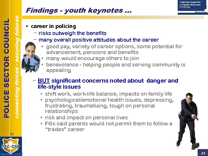 connecting forces - securing futures POLICE SECTOR COUNCIL Findings - youth keynotes … A