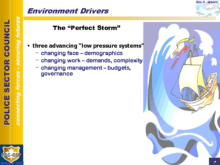 Sec 2 - drivers connecting forces - securing futures POLICE SECTOR COUNCIL Environment Drivers