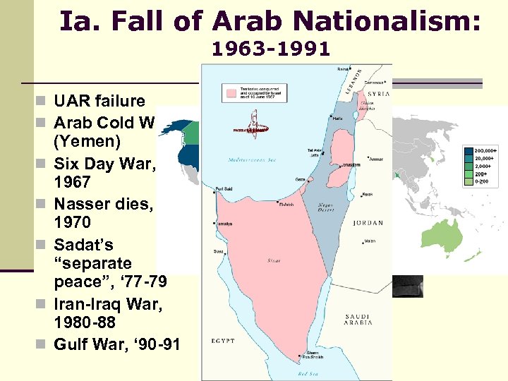 Ia. Fall of Arab Nationalism: 1963 -1991 n UAR failure n Arab Cold War