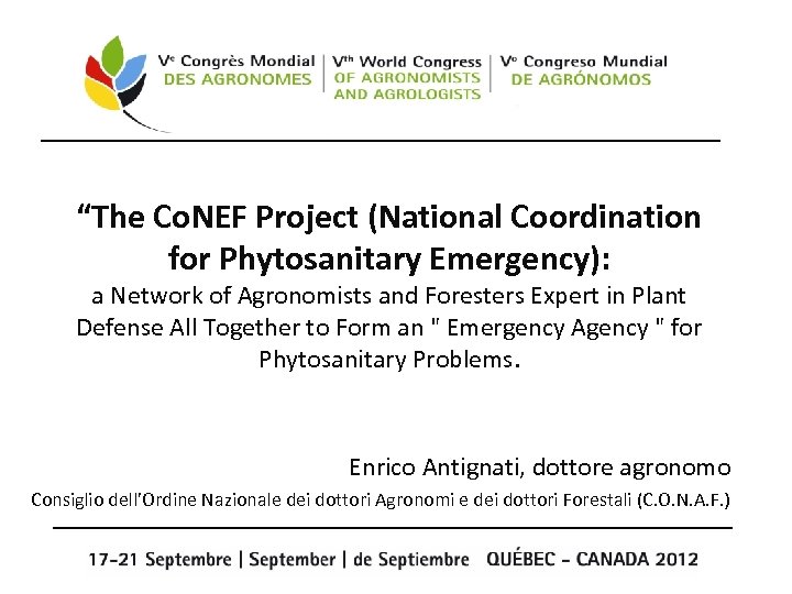 “The Co. NEF Project (National Coordination for Phytosanitary Emergency): a Network of Agronomists and