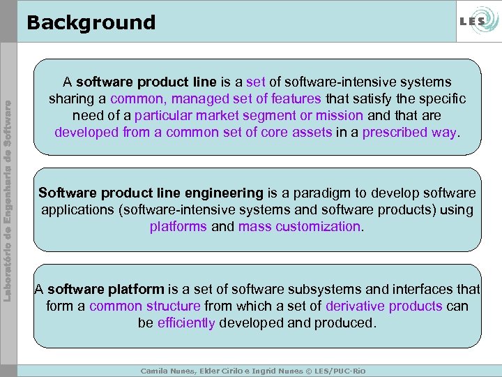 Background A software product line is a set of software-intensive systems sharing a common,