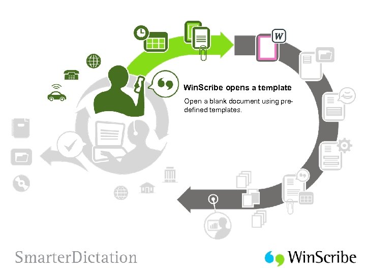 Win. Scribe opens a template Open a blank document using predefined templates. 