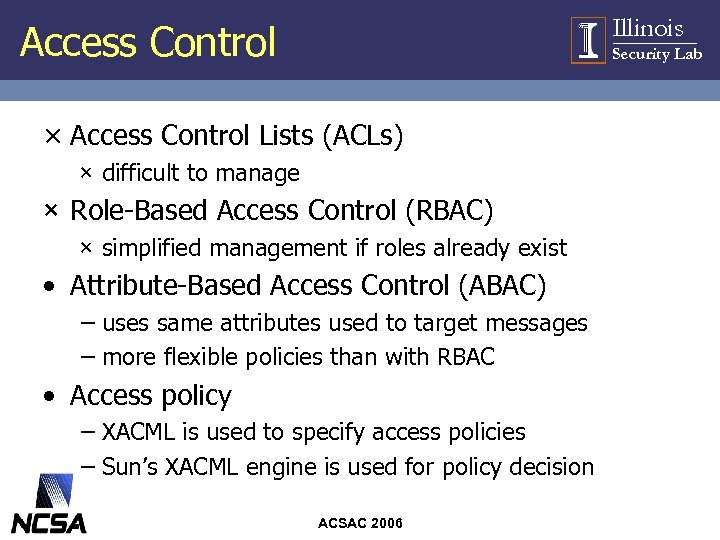 Illinois Access Control Security Lab × Access Control Lists (ACLs) × difficult to manage