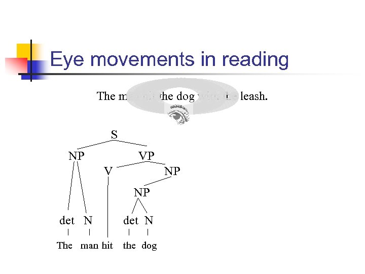 Eye movements in reading The man hit the dog with the leash. S NP