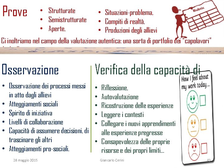 Prove • Strutturate • Semistrutturate • Aperte, • Situazioni-problema, • Compiti di realtà, •