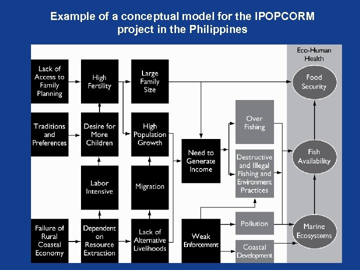 Example of a conceptual model for the IPOPCORM project in the Philippines 