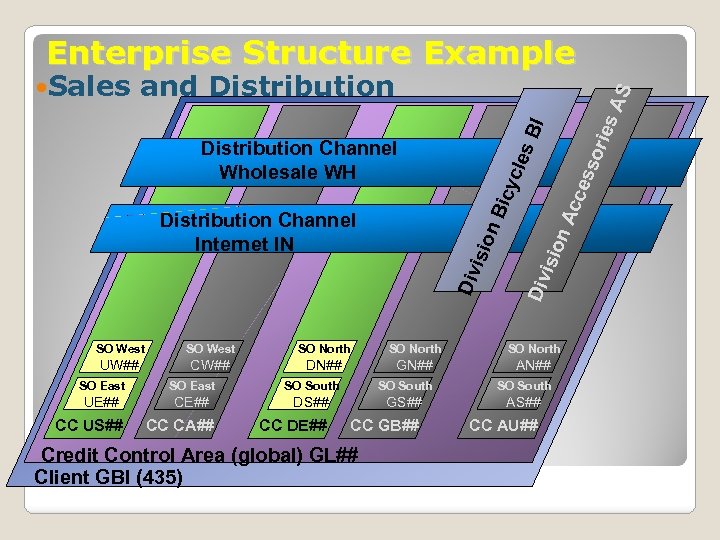 Enterprise Structure Example BI isio Div n. A n. B icy c les Distribution