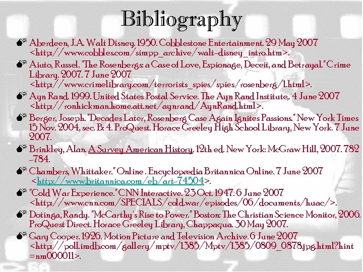 Bibliography M Aberdeen, J. A. Walt Disney. 1950. Cobblestone Entertainment. 29 May 2007 <http: