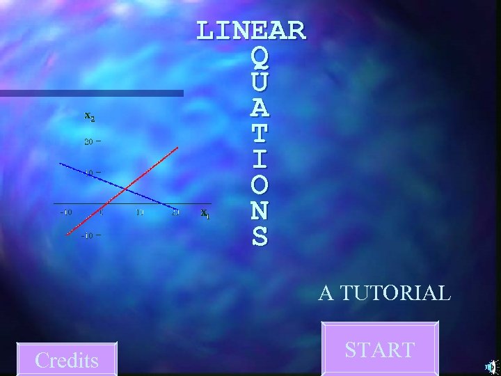 LINEAR Q U A T I O N S A TUTORIAL Credits START 