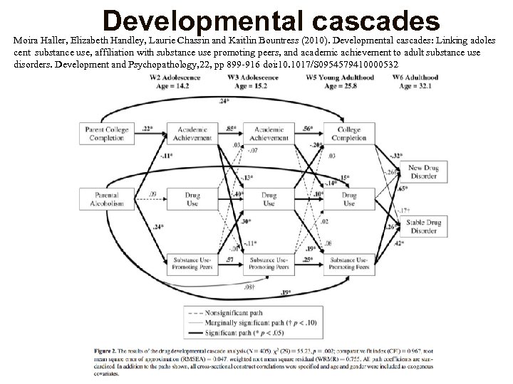 Developmental cascades Moira Haller, Elizabeth Handley, Laurie Chassin and Kaitlin Bountress (2010). Developmental cascades: