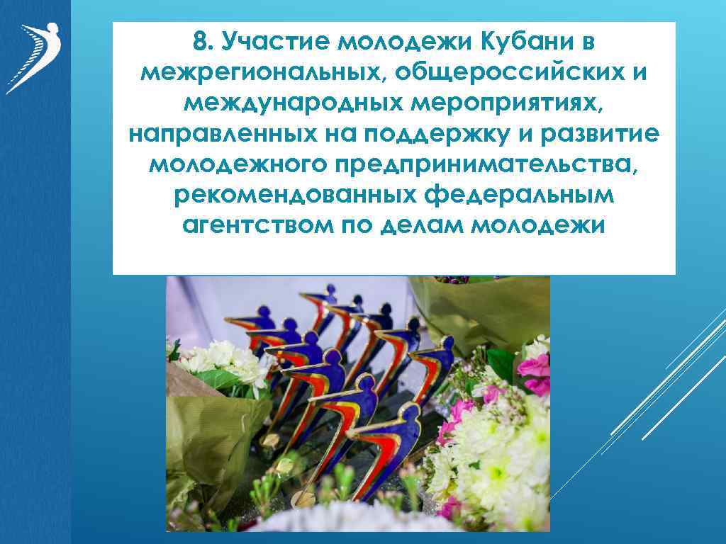 8. Участие молодежи Кубани в межрегиональных, общероссийских и международных мероприятиях, направленных на поддержку и