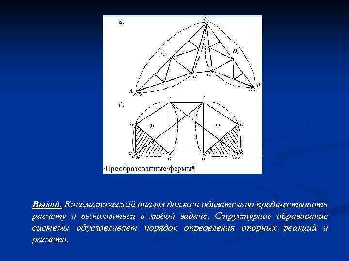 Вывод. Кинематический анализ должен обязательно предшествовать расчету и выполняться в любой задаче. Структурное образование