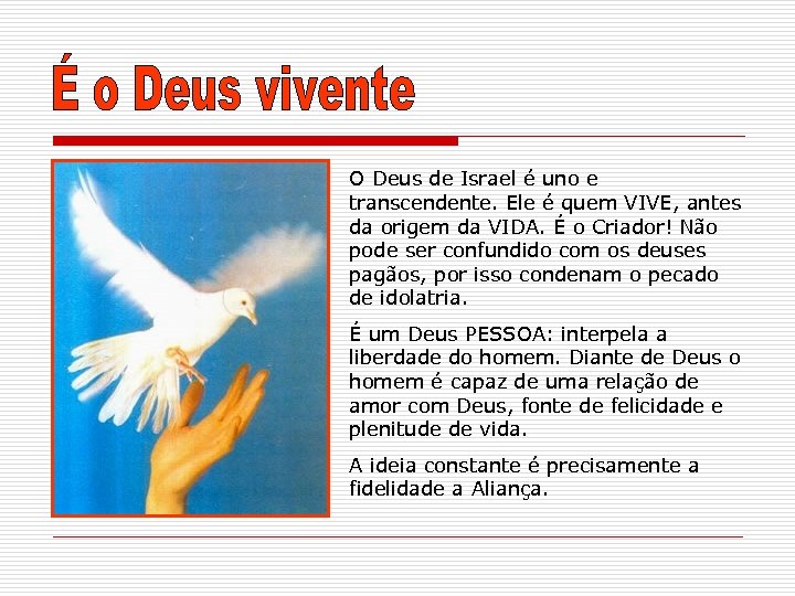 O Deus de Israel é uno e transcendente. Ele é quem VIVE, antes da
