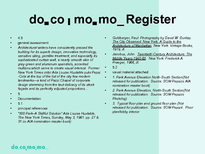 do▄ co ▌ mo▄ mo_ Register • • 4. 5 general assessment Architectural writers