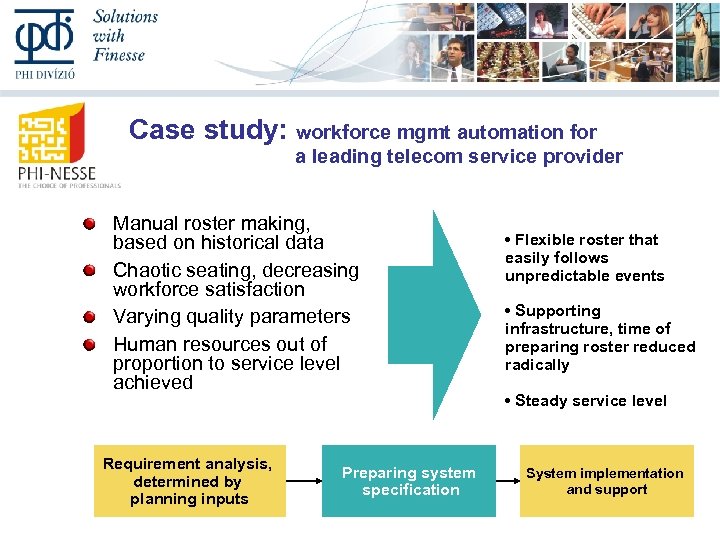 Case study: workforce mgmt automation for a leading telecom service provider Manual roster making,