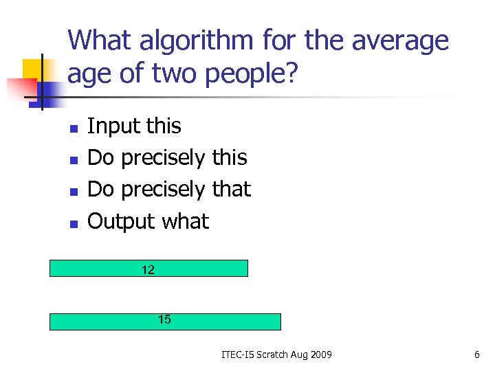 What algorithm for the average of two people? n n Input this Do precisely