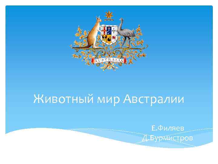 Животный мир Австралии Е. Филяев Д. Бурмистров 