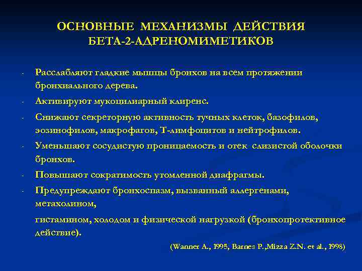 ОСНОВНЫЕ МЕХАНИЗМЫ ДЕЙСТВИЯ БЕТА-2 -АДРЕНОМИМЕТИКОВ - Расслабляют гладкие мышцы бронхов на всем протяжении бронхиального