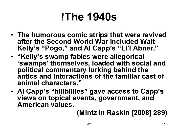 !The 1940 s • The humorous comic strips that were revived after the Second