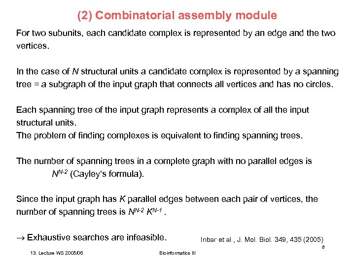 (2) Combinatorial assembly module For two subunits, each candidate complex is represented by an