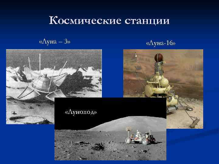 Космические станции «Луна – 3» «Луноход» «Луна-16» 