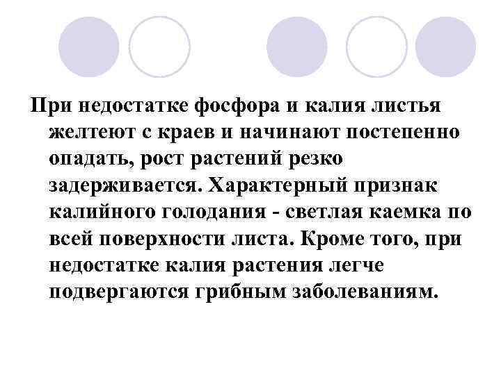 При недостатке фосфора и калия листья желтеют с краев и начинают постепенно опадать, рост