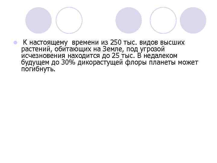 l К настоящему времени из 250 тыс. видов высших растений, обитающих на Земле, под