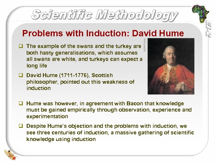 Problems with Induction: David Hume Wikipedia q The example of the swans and the
