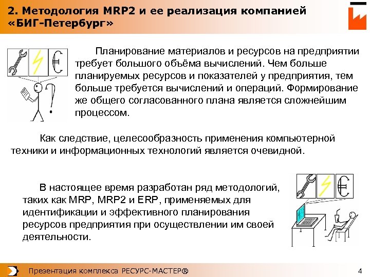 2. Методология MRP 2 и ее реализация компанией «БИГ-Петербург» Планирование материалов и ресурсов на